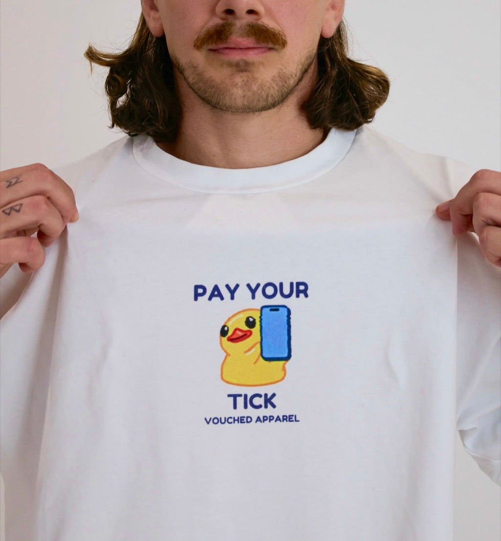 Pay Your Tick Cartoon bird graphic Tee